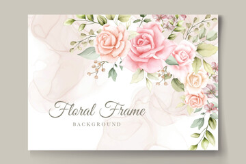 beautiful watercolor roses floral frame 