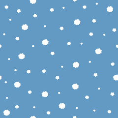 Fototapeta na wymiar Seamless pattern of falling snow on a blue background. Vector graphics.