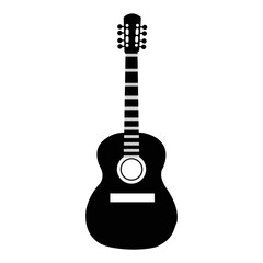 Black blues guitar icon. Simple illustration of black blues guitar vector icon logo isolated on white background,acoustic guitar silhouette,electric guitar vektor ilustration.