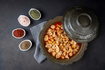 Traditional delicious Turkish food; ring soup (Turkish name; Yuksuk corbasi or yuzuk corbasi)