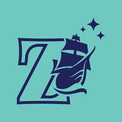 Alphabet Old Sail Boat Z Logo