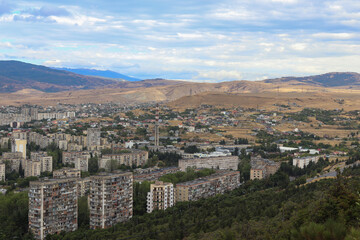 Fototapeta na wymiar City landscape from the top of mountain in Tbilisi, Georgia