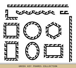 Ancient Greek black frames patterns collection, set of antique borders from Greece