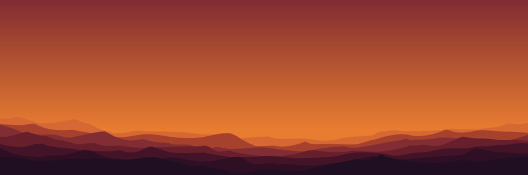 mountain sunset landscape flat design vector illustration good for wallpaper, background, backdrop, banner, web, travel, adventure, and design template