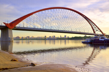 Arched bridge over the Ob