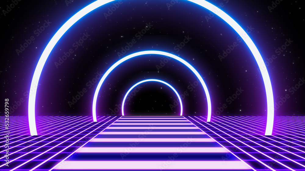 Canvas Prints retro style 90s video game background. futuristic grid landscape of the 80s. digital cyber surface. 