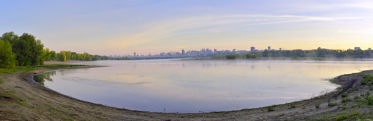 Fototapeta premium The Ob River bank near the city.