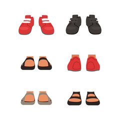 Footwear set. Stylish male and female shoes cartoon vector illustration