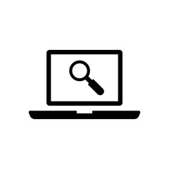laptop with magnifying glass icon vector