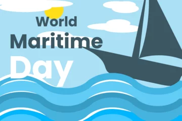 Tuinposter Illustration vector graphic of world maritime day. Good for poster. © Sqwrrr