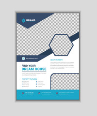 Modern elegant home for sale real estate flyer template premium vector design