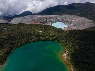 Beautiful aerial view of the Poas Volcano National Park in Costa Rica