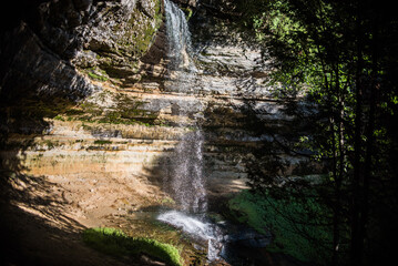Munising Waterfalls in the upper peninsula of Michigan on a summer day