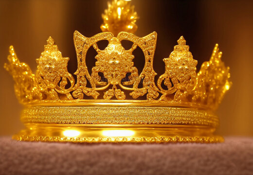 3d graphic illustration of golden royal king crone