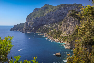Fototapeta na wymiar Idyllic Capri island landscape from above, Amalfi coast of Italy, Europe