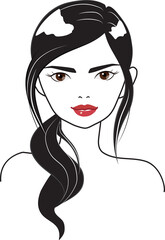 woman face portrait silloute in different hair style