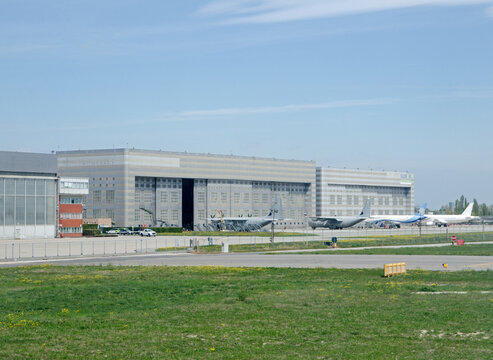 Military aircraft and SuperJet International hangars, Venice Airport, Italy