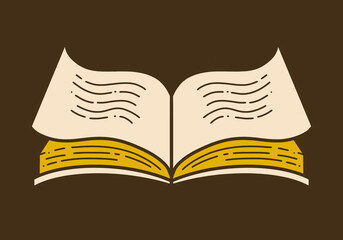 Open book retro vintage art drawing