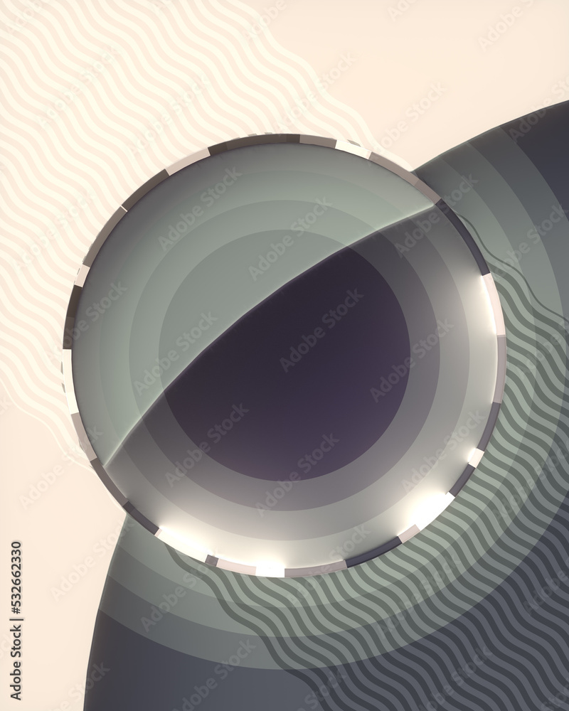 Leinwandbilder Geometric composition of rounded figures with luminous ring in the center. 3d rendering digital illustration