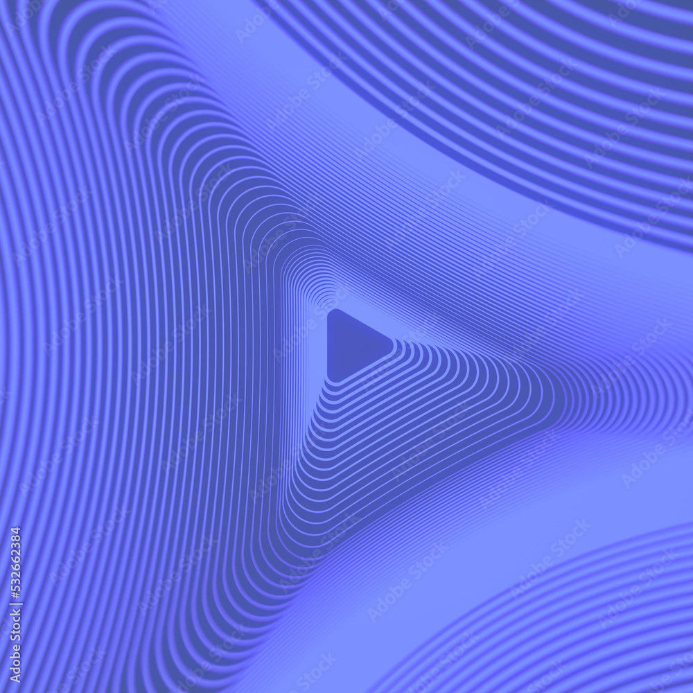 Poster Pattern of lines on a dark blue background representing triangular three-dimensional shape. 3d rendering illustration
