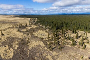 Beautiful landscape view of Kobuk Valley National Park in the arctic of Alaska, one of the least visited national parks in the United States. 