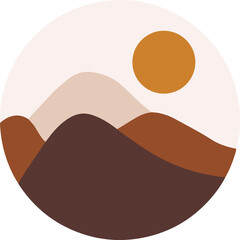 Nature shapes with sun moon mountains view
