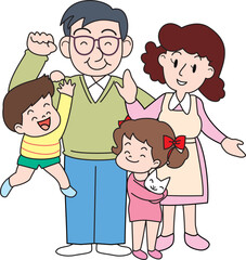 家の中の楽しい家族
