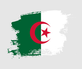 Artistic Algeria national flag design on painted brush concept