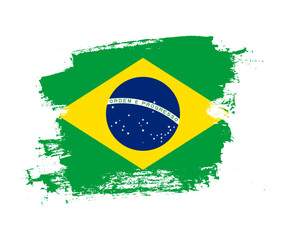 Artistic Brazil national flag design on painted brush concept