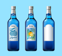 Blue cocktail bottle set