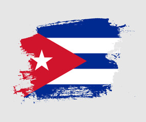 Artistic Cuba national flag design on painted brush concept