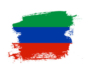 Artistic Dagestan national flag design on painted brush concept