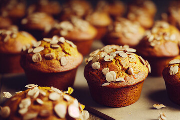 Homemade pumpkin muffins, autumn dessert, food photography and illustration