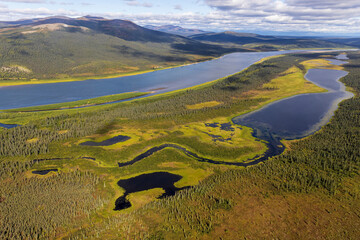 Beautiful landscape view of Kobuk Valley National Park in the arctic of Alaska, one of the least visited national parks in the United States. 