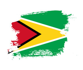 Artistic Guyana national flag design on painted brush concept