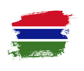 Artistic Gambia national flag design on painted brush concept