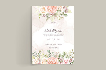 Beautiful watercolor roses wedding invitation