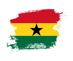 Fototapeta premium Artistic Ghana national flag design on painted brush concept