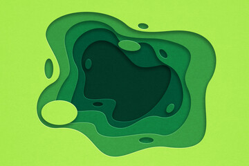 green paper cut shapes, 3D illustration, design layout for business presentations, flyers, posters and invitations, carving art, grunge abstract background