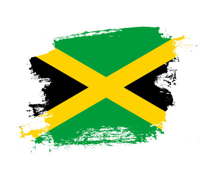 Artistic Jamaica national flag design on painted brush concept