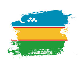 Artistic Karakalpakstan national flag design on painted brush concept