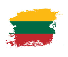 Artistic Lithuania national flag design on painted brush concept