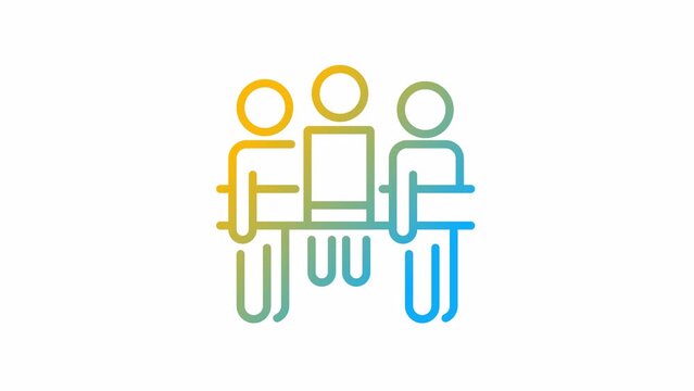 Animated support gradient icon. Help colleagues at work. Teambuilding activity. Friendship. Seamless loop 4k video with alpha channel on transparent background. Outline motion graphic animation