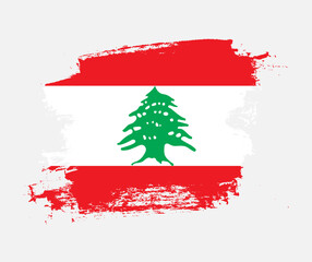 Artistic Lebanon national flag design on painted brush concept