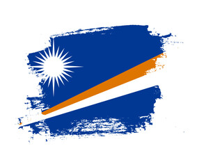 Artistic Marshall Islands national flag design on painted brush concept