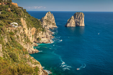 Idyllic Capri island landscape from above, Amalfi coast of Italy, Europe