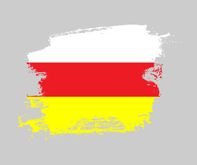 Artistic North Ossetia national flag design on painted brush concept