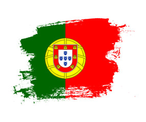 Artistic Portugal national flag design on painted brush concept