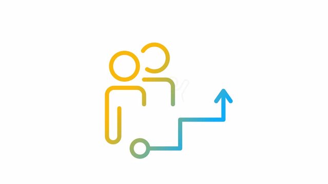 Animated leadership gradient icon. Creating high performance team. Achieve results with team. Seamless loop 4k video with alpha channel on transparent background. Outline motion graphic animation