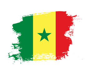 Artistic Senegal national flag design on painted brush concept
